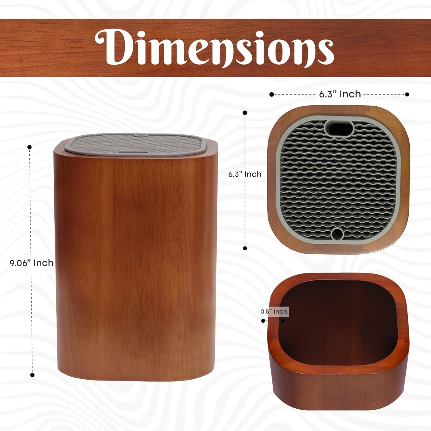 Acacia Universal Knife Block without Knives - Slots for Scissors & Sharpening Rod - Holder Fits Knives & Is Designed to Protect Blades from Dulling - Water Proof Coating & Detachable Top