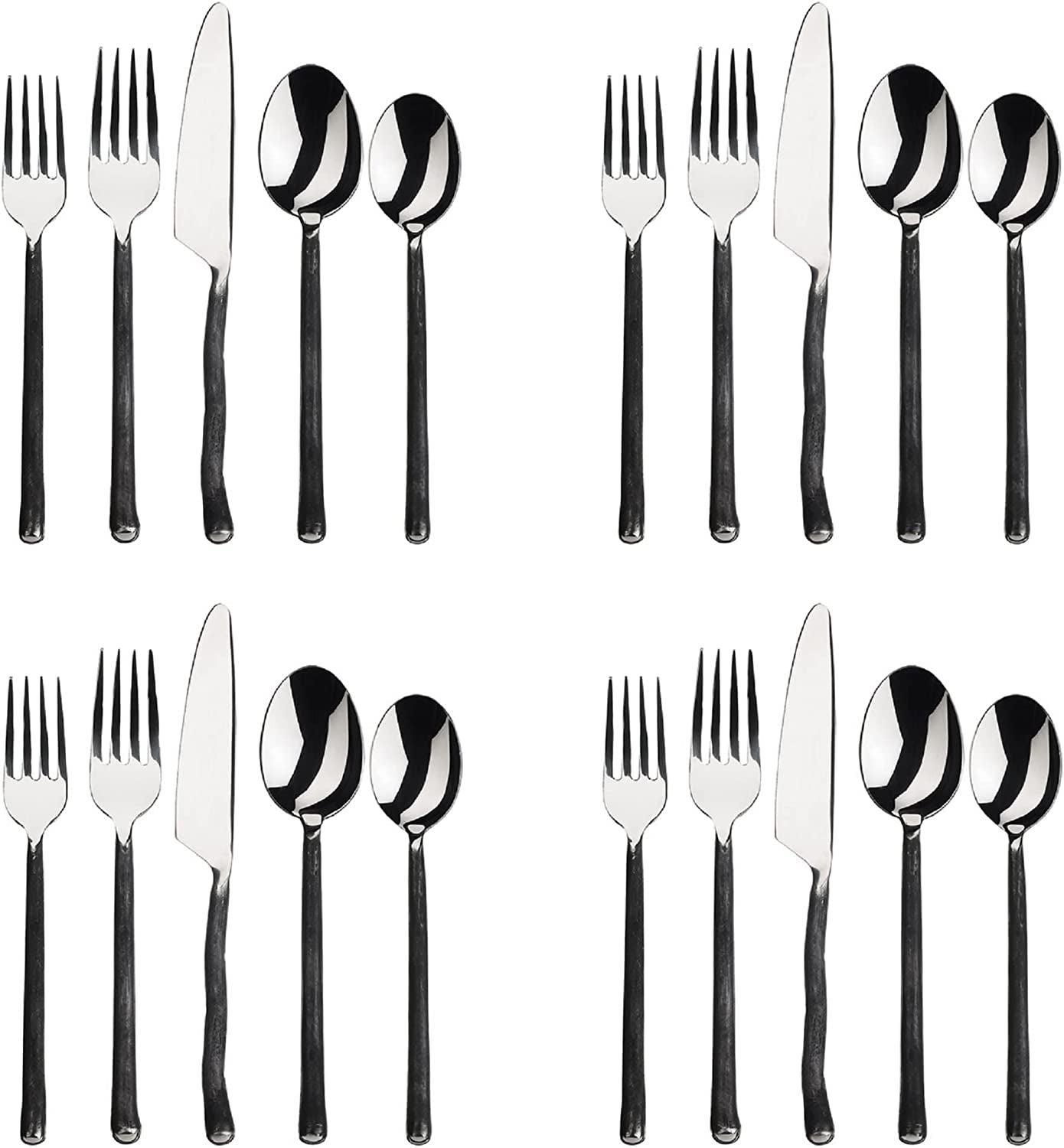 - 20-Piece Silverware Set - Montana Collection - Matte/Polished Stainless Steel Flatware Sets - Service for 4 - Kitchen Cutlery Utensils Knife/Fork/Spoons - Dishwasher Safe
