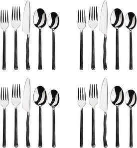- 20-Piece Silverware Set - Montana Collection - Matte/Polished Stainless Steel Flatware Sets - Service for 4 - Kitchen Cutlery Utensils Knife/Fork/Spoons - Dishwasher Safe