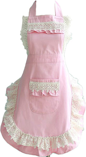 Lovely Home Work Adjustable Apron Cake Kitchen Cooking Women Girls Aprons with Pocket for Gift, Pink