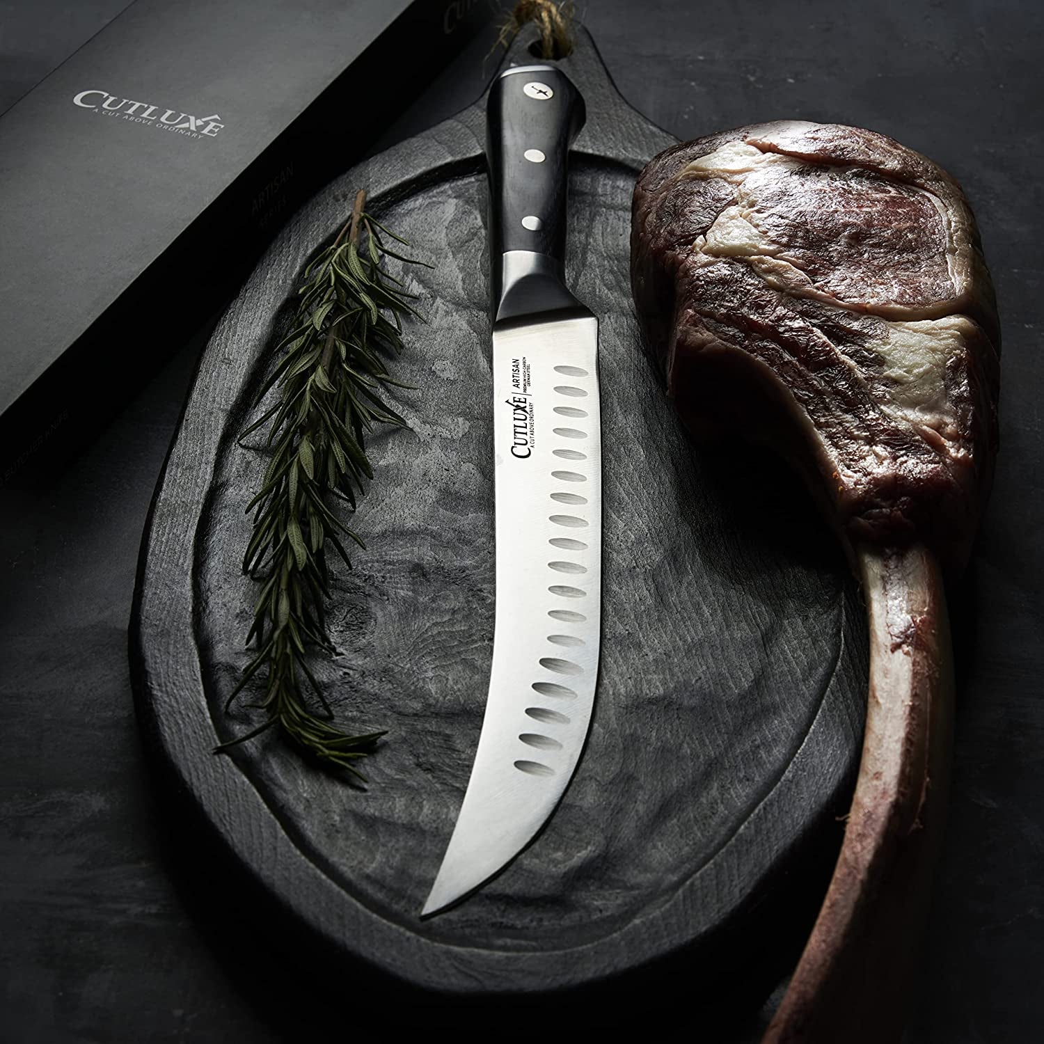 Butchers Knife Set – Cimeter and Bullnose Butcher Breaking Knives – Forged High Carbon German Steel – Full Tang & Razor Sharp – Ergonomic Handle Design – Artisan Series