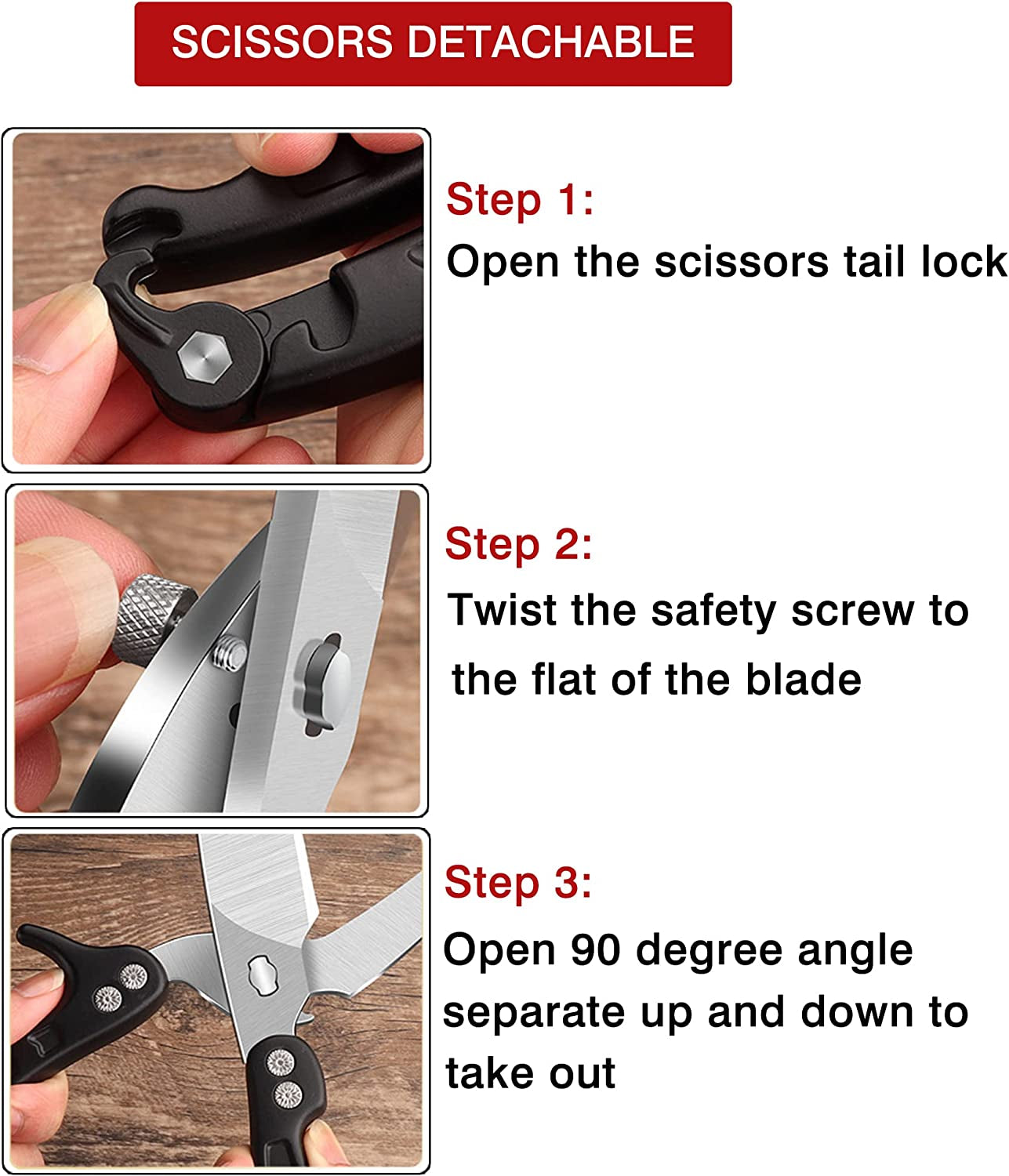 Heavy Duty Kitchen Scissors Poultry Shears 2Pcs Set Black