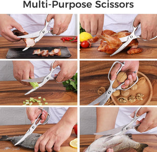 Kitchen Scissors for Food, Kitchen Scissors Heavy Duty Kitchen Shears That Come Apart, 9 Inch Fully Forged Stainless Steel with Curved Blades