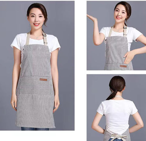 Image of Adjustable Bib Apron with 2 Pockets Cooking Kitchen Cotton Aprons for Women Men Chef Restaurant BBQ Painting