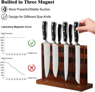 Magnetic Knife Block Kitchen Knife Holder without Knives- Natural Acacia Universal Knife Storage Organizer with Powerful Magnets for Kitchen Counter