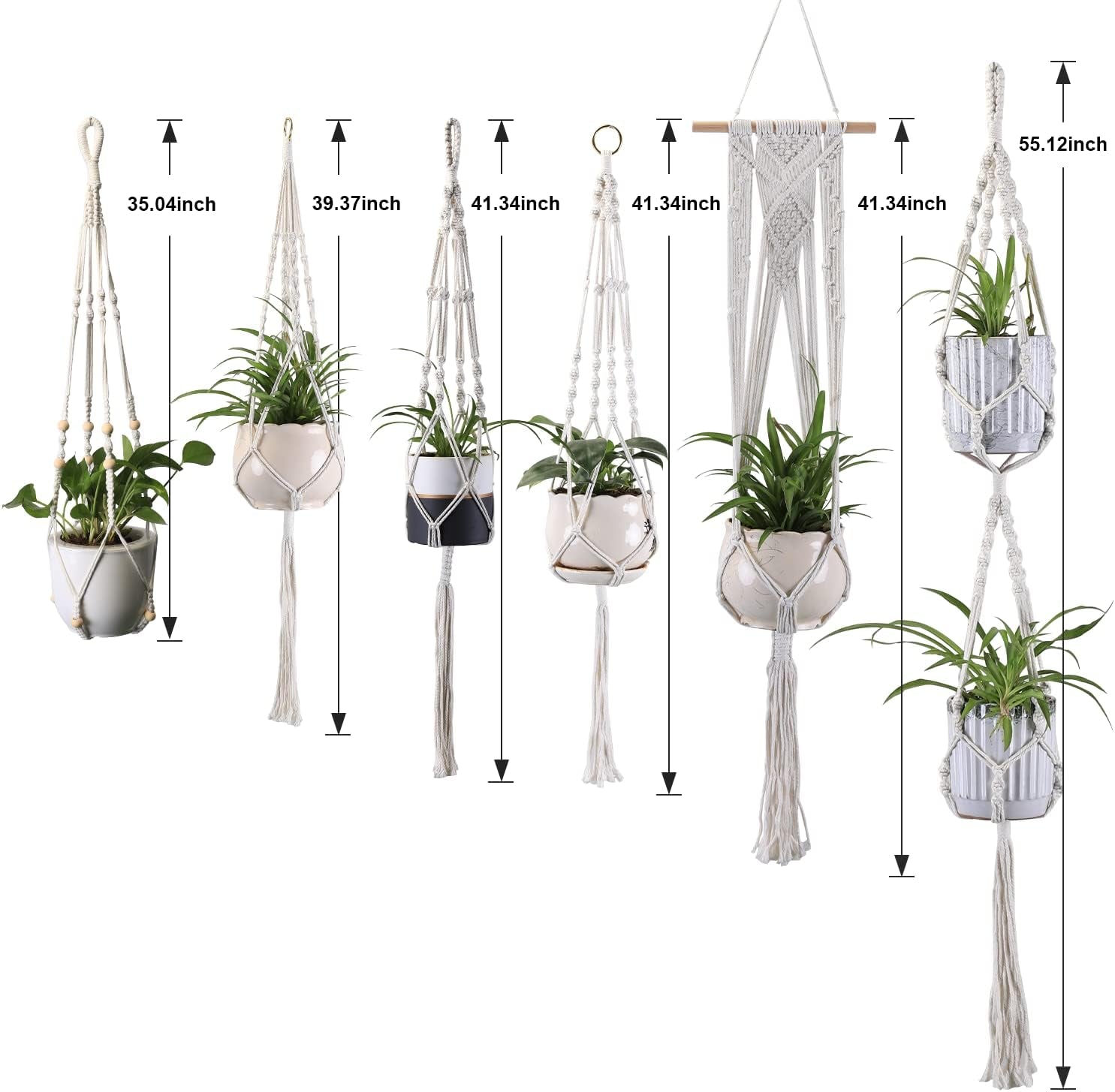6 Pack Plant Hanger Indoor Hanging Planter Basket for Indoor Plants Hanging Plant Holders Indoor Hanging Plant Pot for Plants Hanging Planters for Indoor Plants