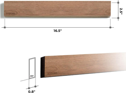 16.5'' Magnetic Knife Holder for Wall, Powerful Acacia Wood Magnetic Knife Strip Knife Rack for Kitchen Knives & Tools