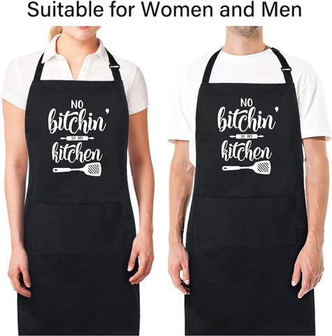 Image of 100% Cotton Funny Apron for Women Men with 2 Pockets Kitchen Cooking Adjustable Chef Apron Gifts for Wife Husband Mother'S Day