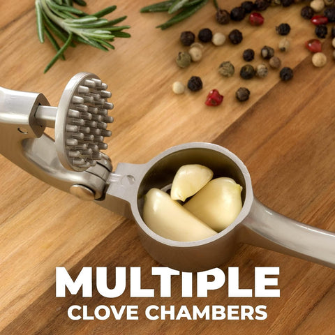 Image of Premium Garlic Press with Soft Easy-Squeeze Ergonomic Handle, Sturdy Design Extracts More Garlic Paste per Clove, Garlic Crusher for Nuts & Seeds, Professional Garlic Mincer & Ginger Press - by Zulay