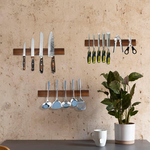 Magnetic Knife Holder for Kitchen - Premium 16-Inch Wooden Magnetic Knife Strip for Wall | Wall Mount Knife Rack | Knives, Utensils & Tools Organizer - Easy to Install