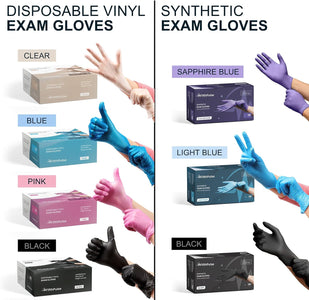 Black Vinyl Disposable Gloves - Powder and Latex Free Medical Exam Gloves