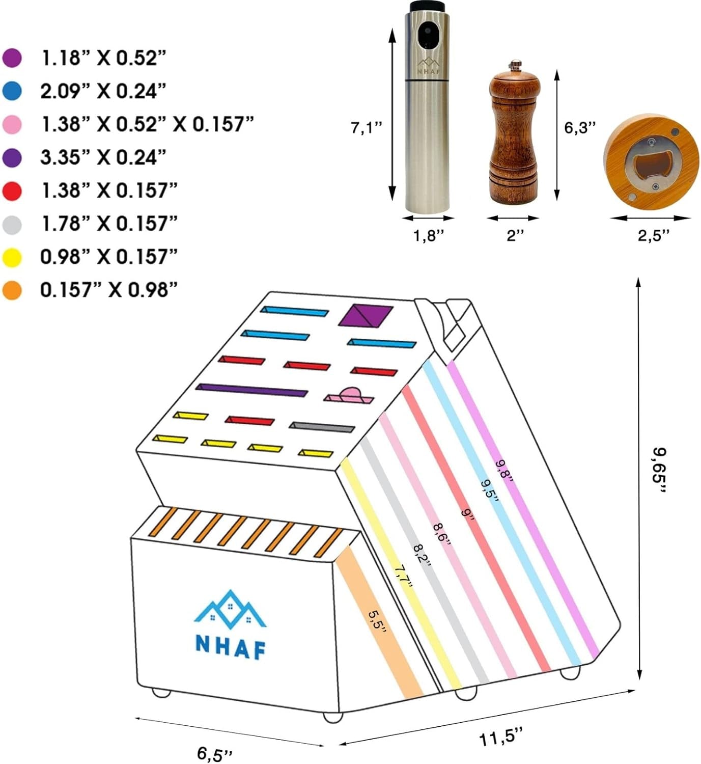 24 Slot Knife Block without Knives, Built-In Sharpener,  Premium Wooden Knife Storage Block, Rubber & Acacia Wood Knife Block, Kitchen Knife Holder (3 Gifts Accessories Included)