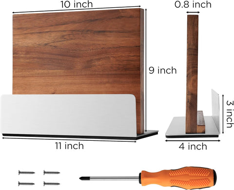 Image of Double Sided Magnetic Knife Block Kitchen Knife Holder Rack with Strong Magnets Acacia Wood Knife with Cutting Board Storage Stand