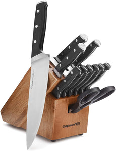 Classic Kitchen Knife Set, 12-Piece High Carbon Knives & 10-Piece Pots and Pans Set, Silver