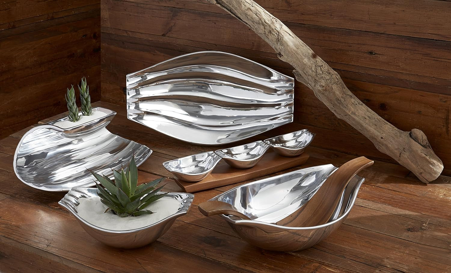 Drift Chip & Dip Server Set | Made of Alloy Metal | for Guacamole, Nachos, Chips, and Salsa | Appetizer and Snack Serving Tray