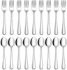 24-Piece Forks and Spoons Silverware Set, Food Grade Stainless Steel Flatware Cutlery Set for Home, Kitchen and Restaurant, Mirror Polished, Dishwasher Safe