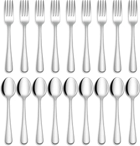 24-Piece Forks and Spoons Silverware Set, Food Grade Stainless Steel Flatware Cutlery Set for Home, Kitchen and Restaurant, Mirror Polished, Dishwasher Safe