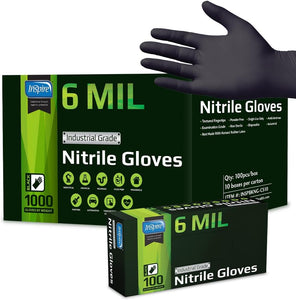 Black Nitrile Gloves | HEAVY DUTY 6 Mil Nitrile the ORIGINAL Nitrile Medical Food Cleaning Disposable Gloves