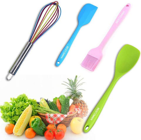 Image of Kitchen Utensil Set - 11 Cooking Utensils - Colorful Silicone Kitchen Utensils - Nonstick Cookware with Spatula Set - Colored Best Kitchen Tools Kitchen Gadgets