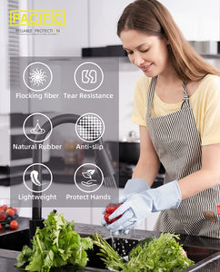 12 Pairs Dishwahsing Gloves, Rubber Gloves, Blue Kitchen Gloves, Long Dish Gloves for Household Cleaning, Gardening, Medium