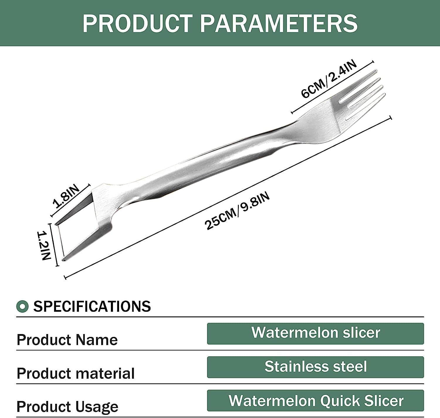 2Pcs Watermelon Fork Slicer Cutter: Watermelon Cutting Tool 2-In-1 Watermelon Fork Slicer Stainless Steel Fruit Fork Cutter for Party Camping Fruit Shape