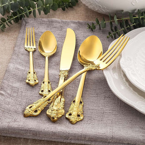 Luxury 20 Pieces 18/10 Stainless Steel Flatware Set, Service for 4, Silver Plated with Gold Accents, Fine Silverware Set and Dishwasher Safe (Gold)