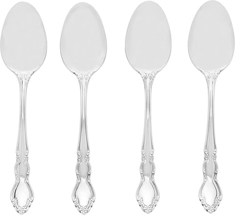 Image of Dover Fine Flatware Teaspoons, Set of 4 , 18/10 Stainless Steel, Silverware Set, Dishwasher Safe