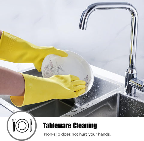 Image of Rubber Cleaning Gloves 3 or 6 Pairs for Household,Reuseable Dishwashing Gloves for Kitchen.