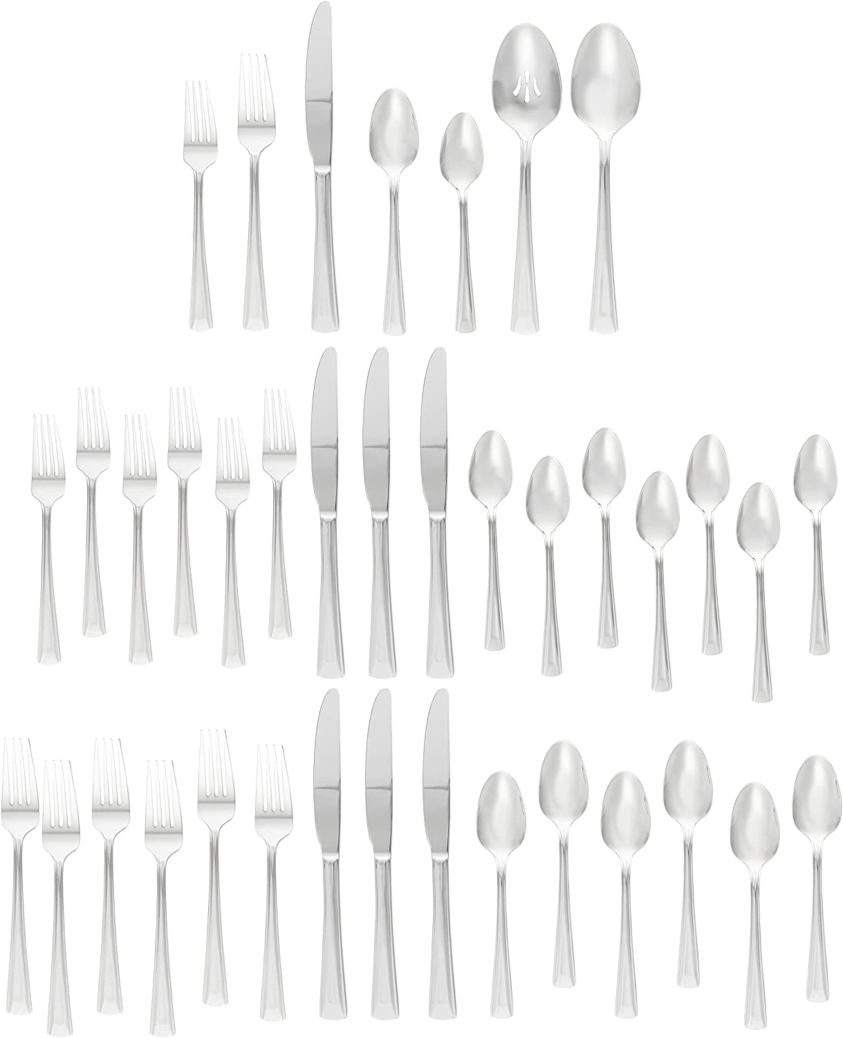 Cella 42 Piece Everyday Flatware, Service for 8, 18/0 Stainless Steel, Silverware Set