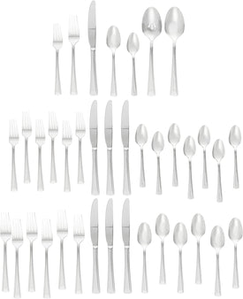 Cella 42 Piece Everyday Flatware, Service for 8, 18/0 Stainless Steel, Silverware Set