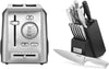 CPT-620 2-Slice Custom Select Toaster, Stainless Steel & 15 Piece Kitchen Knife Set with Block, Cutlery Set, Hollow Handle, C77SS-15PK