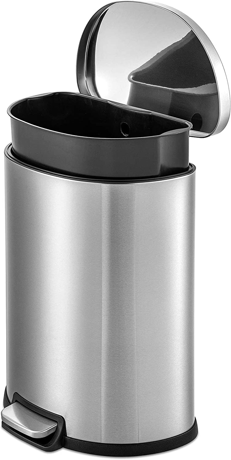 50L/13Gal Heavy Duty Hands-Free Stainless Steel Commercial/Kitchen Step Trash Can, Fingerprint-Resistant Soft Close Lid Trashcan, 50L / 13 GAL