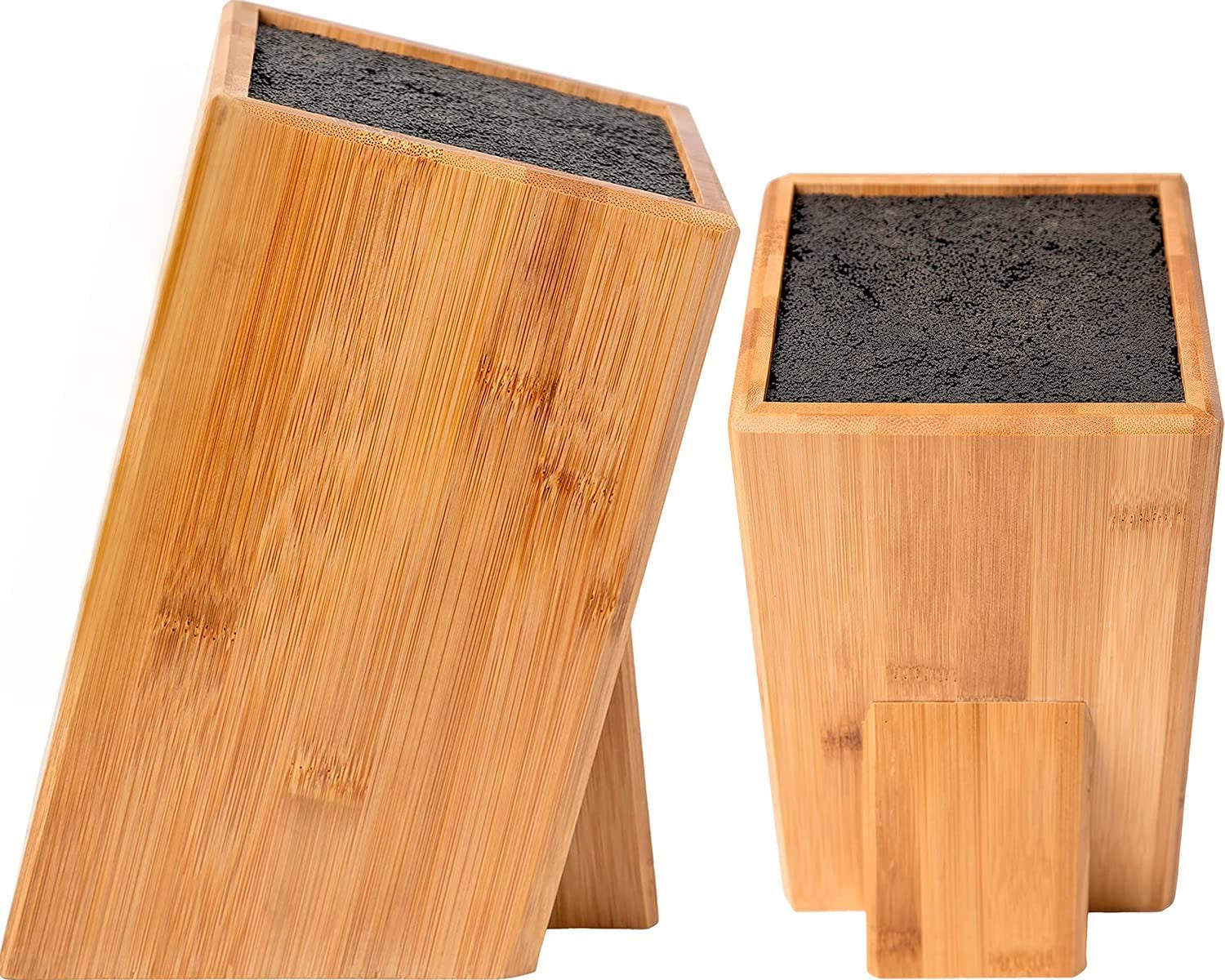 XL Large Universal Knife Block without Knives - Bamboo Countertop Knife Holder W/Removable Bristles - Convenient & Versatile for Any Knife Size