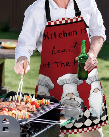 Image of Chef Apron Adjustable Bib Aprons, Fat Chef Kitchen Cooking Apron with Pockets for Men Women Cook Gnomes