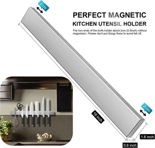 16 Inch Magnetic Knife Holder for Wall, Stainless Steel Adhesive Magnetic Knife Strips No Drilling Use as Mounted Kitchen Knife Storage Bar, Magnetic Tool Organizer, Kitchen Accessories