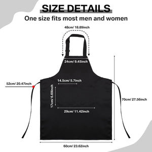 24 Pack Adjustable Bib Apron with 2 Pockets Cooking Kitchen Aprons Black Chef Apron Water Oil Stain Resistant BBQ Work Apron for Women Men Drawing Crafting Outdoors Smock