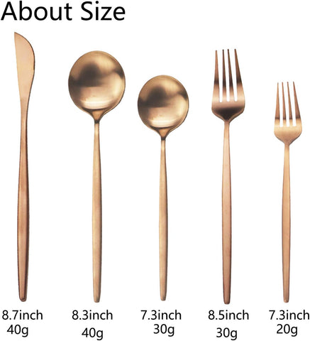 Image of Flatware Silverware Set Stainless Steel Satin Finish Cutlery Set Service for 6, 30-Piece Spoons and Forks Kitchen Utensil Set, Dishwasher Safe (Matte Rose Gold)