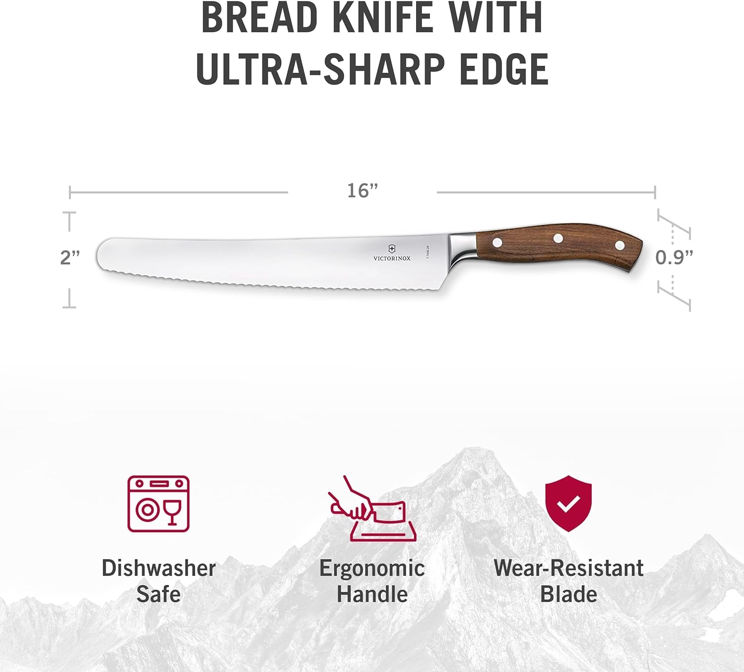 Grand Maître Wood Bread and Pastry Knife - Sturdy Knife with Innovative Steel Blade - 10.2"