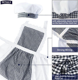 Matching Apron for Kids and Mom, Women Child Kitchen Apron Set with Chef Hat for Cooking Baking BBQ