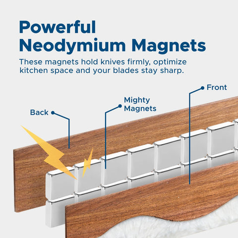 Image of Magnetic Knife Holder for Wall, 16 Inch Knife Magnetic Strip, Powerful Walnut Wood Magnetic Knife Holder for Refrigerator Use as Knife Bar, Knife Holder for Kitchen Knives & Tools