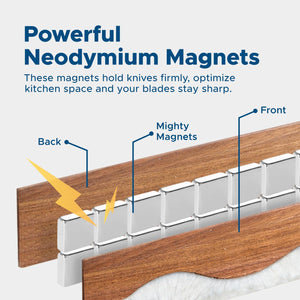 Magnetic Knife Holder for Wall, 16 Inch Knife Magnetic Strip, Powerful Walnut Wood Magnetic Knife Holder for Refrigerator Use as Knife Bar, Knife Holder for Kitchen Knives & Tools