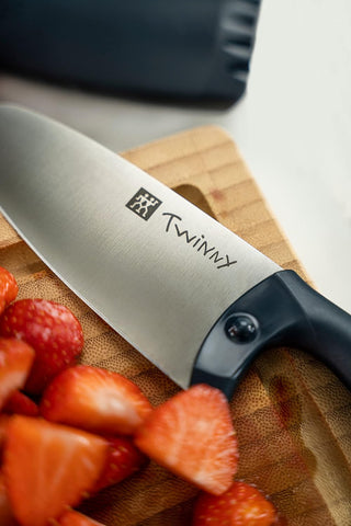 Image of Twinny Stainless Steel Children'S Chef'S Knife, 10Cm, Rounded Blade, Child-Friendly Design, Plastic Handle, Blue