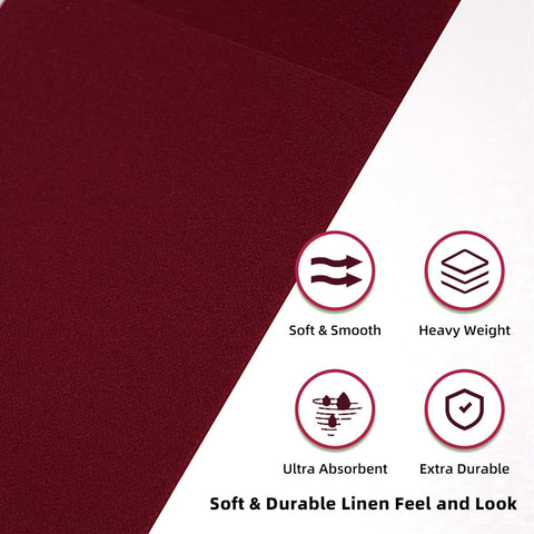 Image of 100 Pack Disposbale Burgundy Cloth like Paper Dinner Napkins Folded,Premium Thick Paper Napkins Build in Flatware Pocket,Long Hand Paper Towel for Party Christmas Wedding Bathroom and Events