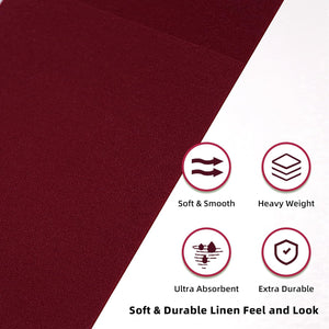 100 Pack Disposbale Burgundy Cloth like Paper Dinner Napkins Folded,Premium Thick Paper Napkins Build in Flatware Pocket,Long Hand Paper Towel for Party Christmas Wedding Bathroom and Events