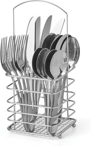 Image of Swirl Sand Piece Flatware Set with Caddy, 16 Count, No Color