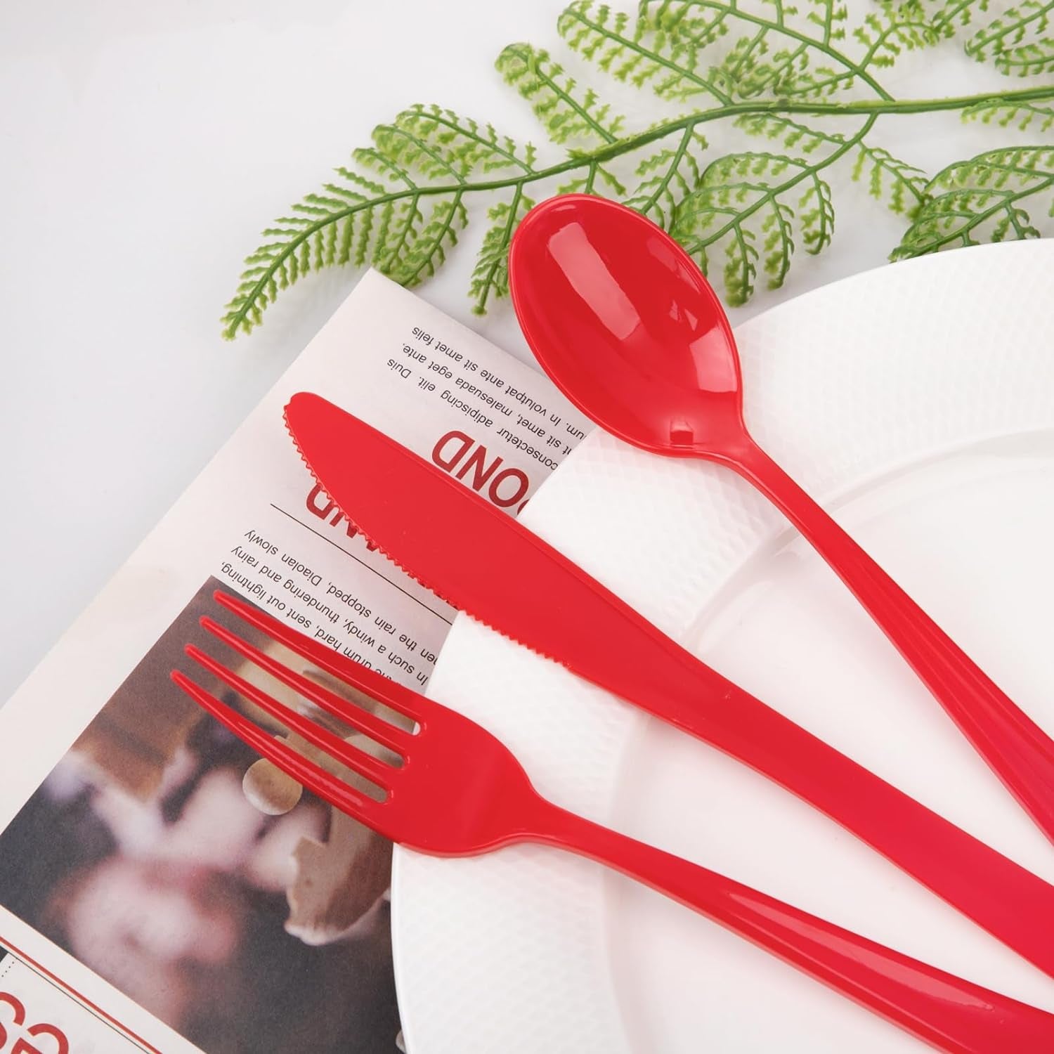 160 Piece Red Plastic Silverware - Heavy Duty Red Silverware Includes 80 Red Forks, 40 Red Spoons, 40 Red Knives, Red Plastic Utensils Perfect for Christmas Party or Daily Using