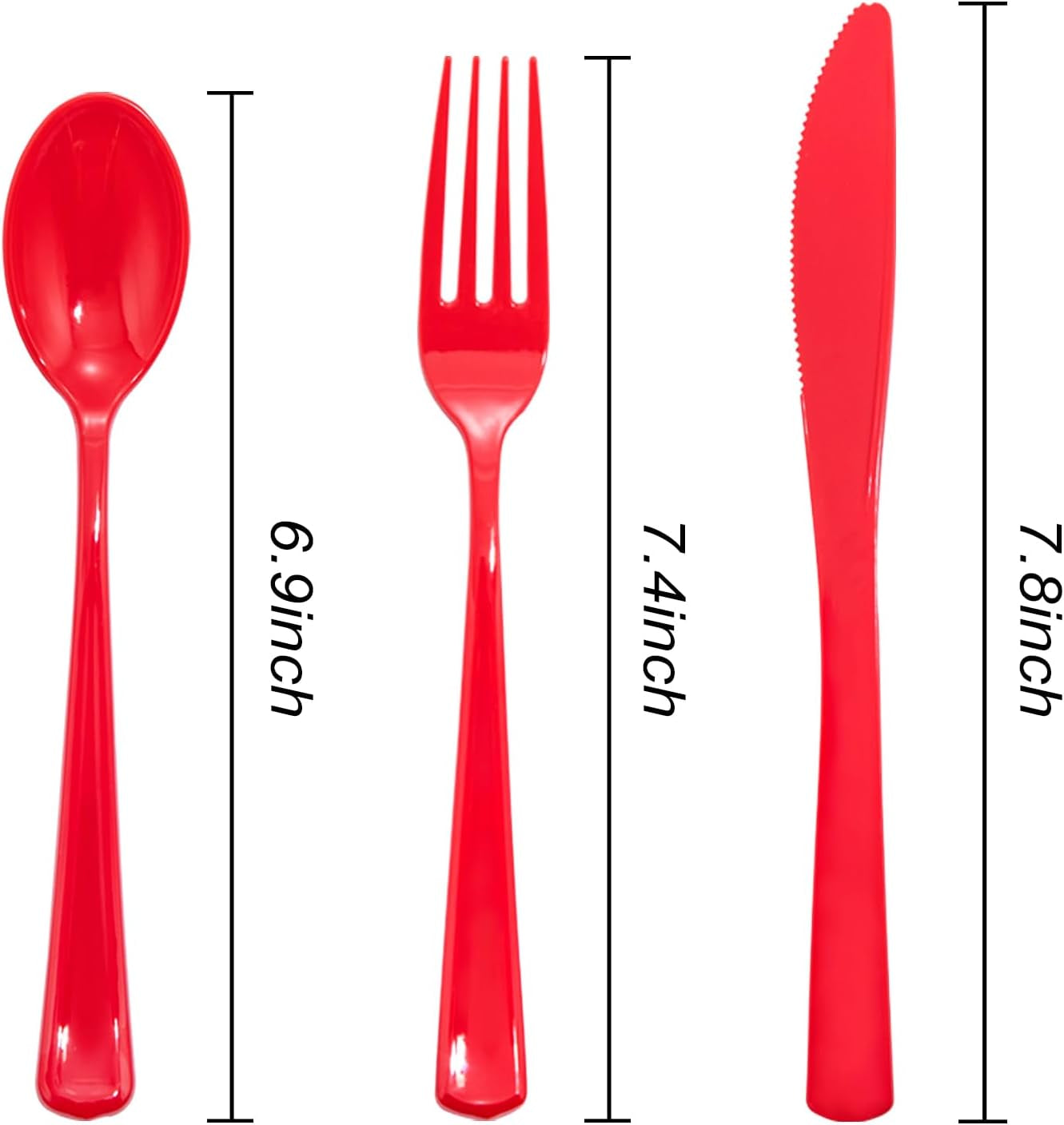 160 Piece Red Plastic Silverware - Heavy Duty Red Silverware Includes 80 Red Forks, 40 Red Spoons, 40 Red Knives, Red Plastic Utensils Perfect for Christmas Party or Daily Using