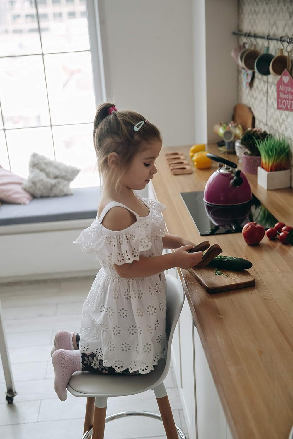 Wooden Safe Knife for Kids, Kids Utensil Montessori Knife, Vegetable and Fruit Chopper, Ash Wood