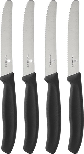 Swiss Army Cutlery Swiss Classic Serrated Steak Knife Set, Round-Tip, 4.5-Inch, 4-Piece