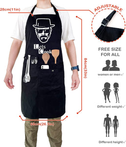 Funny Cooking Chef Apron with Pockets BBQ Kitchen Work Aprons Birthday Dad Creative Gifts